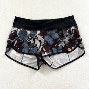 Lululemon Women Run Speed Shorts Biggie So Fly Butterfly Pizzaz Multi Black 6